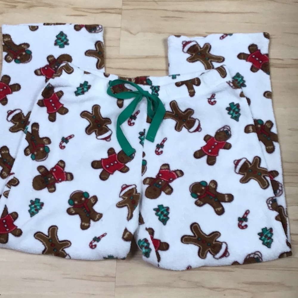 Simple Pleasures Cozy Fuzzy Fleece Gingerbread Fleece PJ Bottoms Medium